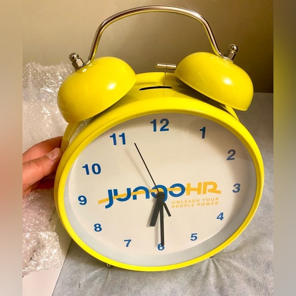 Yellow Alarm Clock with Blue Numbers - Picture 1 of 4